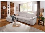 Ecksofa OTTO HOME "Mauritius L-Form", beige (natur), B:287cm T:178cm, Struktur fein (100% Polyester);Luxus-Microfaser Lederoptik (100% Polyester);Soft clean (98% Polyester, 2% Polyamid), Sofas, Ecksofa, mit Kopfteil- und Armlehnverstellung, Schlaffunktion & Bettkasten