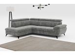 Ecksofa COTTA "Hudson L-Form, B: 256 cm", grau (steel), B:256cm H:100cm T:207cm, Sofas, Ecksofa, mit Kopfteilverstellung, optional Schlaffunktion & Bettkasten