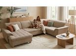 Wohnlandschaft OTTO HOME "Eggery 352 x 214 cm, auch mit Schlaffunktion & Bettkasten, Holzfüße", taupe, B:352cm H:81cm T:214cm, 90% Polyester, 10% Nylon, Sofas, Wohnlandschaft, Kopfteile verstellbar, U-Form, aus Pet Friendly Cord