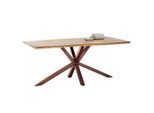 Mid.you , Braun, Naturfarben , Holz, Metall , Akazie , massiv , rechteckig , 100x80x200 cm ,