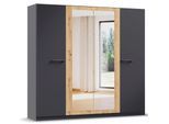 Kleiderschrank OTTO HOME "Mehrzweckschrank Aktenschrank Möbel Mietswohnung Schlafzimmer MODI", grau (graumetallic, eiche artisan), B:226cm H:210cm T:54cm, Holzwerkstoff, Schränke, Kleiderschrank, in angesagten Farbkombinationen, optional mit Spiegel MADE IN GERMANY