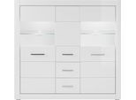 Highboard HOME AFFAIRE "Bianco, moderner Schrank, Kommode, Stauraumschrank, Hochschrank", weiß (weiß matt, weiß mdf hochglanz), B:149cm H:142cm T:42cm, Holzwerkstoff, Sideboards, Highboard, zeitlos, ausreichend Stauraum, vielseitig einsetzbar, 149 cm breit
