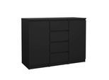 Kommode HOME AFFAIRE "Naia, Sideboard, 4 Schubladen, 2 Türen, Aufbewahrung, grifflose Front", schwarz (matt schwarz), B:120,8cm H:90,7cm T:50cm, Holzwerkstoff, Sideboards, Kommode, Mit Einlegeböden, modern, skandinavisches Design, in mehrere Farben