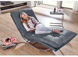 Relaxliege W.SCHILLIG "daily dreams", blau (blau z69), B:75cm H:85cm T:169cm, Longlife Xtra-Leder Z69: Das feinnarbige, gedeckte Softleder Z69 besticht durch seine außergewöhnliche Weichheit im trendigen »Vintage-Look«, Hautstärke 0, 9 - 1, 1 mm, Sofas, Relaxliege, in Waffelkissen-Optik, Schaukelgestell Chrom glänzend, in 2 Breiten