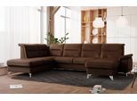 Wohnlandschaft SIT & MORE "Astoria U-Form", braun (dunkelbraun), B:327cm H:91cm T:225cm, 100% Polyester, Sofas, Wohnlandschaft, wahlweise mit motorischer Relaxfunktion