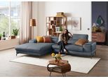 Ecksofa W.SCHILLIG "Piedroo, Designsofa mit tollem Sitzkomfort, elegant und bequem, L-Form", blau (blau z69), B:303cm H:70cm T:193cm, Longlife Xtra-Leder Z69: Das feinnarbige, gedeckte Softleder Z69 besticht durch seine außergewöhnliche Weichheit im trendigen »Vintage-Look«, Hautstärke 0, 9 - 1, 1 mm, Sofas, Ecksofa, Kopfteilverstellung, wahlweise mit Sitztiefenverstellung, Breite 303cm
