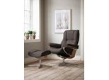 Relaxsessel STRESSLESS "Mayfair", braun (braun batick), B:79cm H:102cm T:73cm, Leder BATICK: BATICK ist ein leicht korrigiertes, durchgefärbtes und genarbtes Möbelleder, bei dem die meisten Unebenheiten und Spuren in der Regel entfernt wurden., Sessel, Relaxsessel, mit Cross Base, Größe S, M & L, Holzakzent Eiche