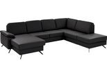 Wohnlandschaft DIE PLANBAR "PN-EM15047 U-Form, ohne Kopfstützen", schwarz, B:309cm H:88cm T:235cm, Sofas, Wohnlandschaft, Echtleder, wahlweise mit Schlaffunktion u. Stauraum