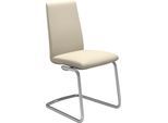 Polsterstuhl STRESSLESS "Laurel", beige (cream batick, chrom glänzend), B:53cm H:92cm T:59cm, Leder BATICK: BATICK ist ein leicht korrigiertes, durchgefärbtes und genarbtes Möbelleder, bei dem die meisten Unebenheiten und Spuren in der Regel entfernt wurden., Stühle, Polsterstuhl, Low Back, Größe M, mit Beinen aus Stahl in Chrom glänzend