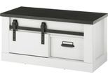 Sitzbank HOME AFFAIRE "Sherwood, Schuhbank, Garderobenbank im Industrial-Style", weiß (pinie weiß dekor), B:93cm H:46cm T:43cm, FSC-zertifizierter Holzwerkstoff, Sitzbänke, Sitzbank, mit Scheunentorbeschlag & Apothekergriffen, in 2 Farben erhältlich