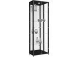 Vitrine FIF MÖBEL "OPTIMA", schwarz, B:57,5cm H:172cm T:32cm, Holzwerkstoff, Sicherheitsglas ESG, Schränke, Vitrine, Standvitrine, Vitrinenschrank, Glasvitrine, Sammlervitrine, LED