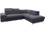 Ecksofa COTTA "Chef L-Form", grau (schwarz), B:262cm H:72cm T:206cm, Chenille (90% Polyester, 10% Polyamid);Struktur (100% Polyester), Sofas, Ecksofa, mit Kopfteilverstellung, wahlweise mit Schlaffunktion & Bettkasten