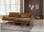 Ecksofa W.SCHILLIG "enjoy&MORE, mit tollem Sitzkomfort, elegant und bequem, L-Form", braun (chocolate s37), B:294cm H:87cm T:185cm, Chenille-Flachgewebe R66 (85% Polyester, 15% Nylon);Longlife Xtra-Leder Z59: Glattleder mit modischer Prägung. Hautstärke 0, 9 - 1, 1 mm;Stoff S37 (100% Polyester), Sofas, Ecksofa, mit Sitztiefenverstellung, Füße silber matt, Breite 294 cm