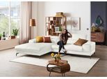 Ecksofa W.SCHILLIG "Piedroo, Designsofa mit tollem Sitzkomfort, elegant und bequem, L-Form", weiß (weiß z59), B:303cm H:70cm T:193cm, Longlife Xtra-Leder Z59: Glattleder mit modischer Prägung. Hautstärke 0, 9 - 1, 1 mm, Sofas, Ecksofa, Kopfteilverstellung, wahlweise mit Sitztiefenverstellung, Breite 303cm