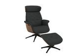 Relaxsessel FLEXLUX "Volden Fernsehsessel, verstellbarer Rücken- & Kopfstütze, drehbar", grau (dervit grau), B:83cm H:112cm T:125cm, 100% Polyester, Sessel, Relaxsessel, Rücken- und Kopfteilverstellung, Drehbar, Fuß Schwarz Armlehne Walnuss