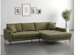 Ecksofa OTTO HOME "Summer L-Form, B: 280cm, in Cord & Struktur", grün (b882 memphis 11 olive), B:278cm H:86cm T:174cm, 90% Polyester;10% Nylon, Sofas, Ecksofa, wahlweise mit Kopfstützen, schwarze Metallfüße