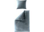 Bettwäsche BIERBAUM "Elegant uni", blau (jeans), B/L: 135cm x 200cm, 1 Stk., 1 Stk., Mako-Satin, B/L: 80cm x 40cm, 2 Stk., Mako-Satin, Obermaterial: 100% Baumwolle, Bettwäsche, Bettwäsche, Mako-Satin, 100 % Baumwolle, Uni, pflegeleicht