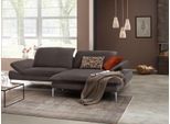 Ecksofa W.SCHILLIG "enjoy&MORE, mit tollem Sitzkomfort, elegant und bequem, L-Form", braun (braun z59), B:294cm H:87cm T:185cm, Chenille-Flachgewebe R66 (85% Polyester, 15% Nylon);Longlife Xtra-Leder Z59: Glattleder mit modischer Prägung. Hautstärke 0, 9 - 1, 1 mm;Stoff S37 (100% Polyester), Sofas, Ecksofa, mit Sitztiefenverstellung, Füße silber matt, Breite 294 cm