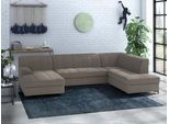 Wohnlandschaft HOME AFFAIRE "Balme, moderne Formensprache, zeitloses Design, U-Form", grau (stone), B:297cm H:75cm T:195cm, 100% Polyester, Sofas, Wohnlandschaft, Inkl. Zierkissen, wahlweise mit Bettfunktion