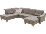 Wohnlandschaft DIE PLANBAR "PP-LA23145 U-Form", grau (platin), B:341cm H:88cm T:243cm, 100% Polyester, Sofas, Wohnlandschaft, inkl. Kopfpolsterverstellung, Federkernpolsterung