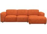 Ecksofa FLEXLUX "Lucera Chaislongue rechts oder links, L-Form, bequem", orange (burned orange), B:251cm H:73cm T:171cm, 85% Polyester/15%Polyamide, Sofas, Ecksofa, modern & anschmiegsam, Kaltschaum, Stahl-Wellenunterfederung