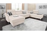 Wohnlandschaft SIT & MORE "Avignon U-Form", beige (linen), B:331cm H:97cm T:228cm, Flachgewebe (90% Polyester, 10% Polyamid);Luxus-Microfaser (100% Polyester);Struktur (100% Polyester), Sofas, Wohnlandschaft, optional Schlaffunktion & Stauraum, inklusive Kopfteilverstellung
