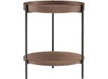 Beistelltisch SALESFEVER "Charmant und praktisch: Beistelltisch", braun (walnuss, schwarz, schwarz, walnuss), B:44cm H:49cm T:44cm, MDF mit Eschenholzfurnier, Metall, Tische, Beistelltisch, mit 2 Ablageflächen