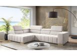 Ecksofa EXXPO - SOFA FASHION "Elianos, hoher Sitzkomfort, aufwendige Kreuzsteppung im Sitz, L-Form", beige (pearl), B:307cm H:73cm T:201cm, Sofas, Ecksofa, Kopfteile & Sitztiefe verstellbar, mit Bettfunktion