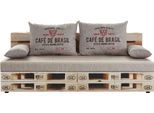 Schlafsofa EXXPO - SOFA FASHION "Extravagantes Sofa für Individualisten mit Bettfunktion und Bettkasten", braun (palette), B:193cm H:88cm T:85cm, Luxus-Microfaser (100% Polyester) bedruckt, Sofas, Schlafsofa, in außergewöhnlichen Bezugsvarianten, Solitärmöbel