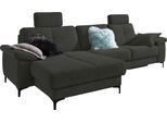 Ecksofa 3C CARINA "Burnaby bequem und modern, Breite 296cm, 12cm hoher Fuß, L-Form", grau (graphit), B:296cm H:87cm T:162cm, Sofas, Ecksofa, 2 Kopfstützen, optional mit Schlaf- und motorischer Relaxfunktion