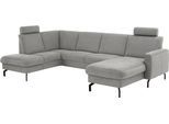 Wohnlandschaft DIE PLANBAR "PP-PF25099, U-Form, Breite 307cm", grau (asina grau), B:307cm H:88cm T:190cm, 94% Polyester, 6% Nylon, Sofas, Wohnlandschaft, Wahlweise mit Kopfstützen, Stauraum und motorischer Vorziehbank