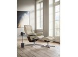Relaxsessel STRESSLESS "Mayfair", beige (cream batick), B:83cm H:102cm T:74cm, Leder BATICK: BATICK ist ein leicht korrigiertes, durchgefärbtes und genarbtes Möbelleder, bei dem die meisten Unebenheiten und Spuren in der Regel entfernt wurden., Sessel, Relaxsessel, mit Cross Base, Größe S, M & L, Holzakzent Braun