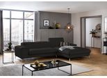 Ecksofa W.SCHILLIG "piedroo, Designsofa mit tollem Sitzkomfort, bequem und elegant, L-Form", schwarz (schwarz z59), B:303cm H:70cm T:193cm, Longlife Xtra-Leder Z59: Glattleder mit modischer Prägung. Hautstärke 0, 9 - 1, 1 mm, Sofas, Ecksofa, Kopfteilverstellung, wahlweise mit Sitztiefenverstellung, Breite 303cm
