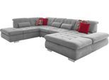Wohnlandschaft DIE PLANBAR "MP-IN17004 U-Form, Breite 382 cm, mit Kaltschaum-Polsterung", silber, B:382cm H:84cm T:260cm, 100% Polyester, Sofas, Wohnlandschaft, inkl. Sitztiefenverstellung, weitere Funktion wählbar