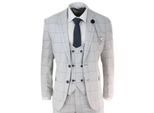 Heren 3-delig lichtgrijs geruit tweed vintage retro klassiek pak