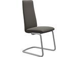 Polsterstuhl STRESSLESS "Laurel", grau (metal grau paloma, chrom matt), B:53cm H:105cm T:60cm, Leder PALOMA: PALOMA ist ein durchgefärbtes Semianilin-Möbelleder mit natürlicher Narbung., Stühle, Polsterstuhl, High Back, Größe M, mit Beinen aus Stahl in Chrom matt