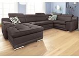 Wohnlandschaft "Andiamo U-Form, B: 336 cm, Kopfteilverstellung, XXL-Sofa", braun (mokka), B:336cm H:93cm T:193cm, Kunstleder SOFTLUX;Luxus-Microfaser ALTARA NUBUCK (100% Polyester);Struktur ( 100% Polyester), Sofas, Wohnlandschaft, optional Schlaffunktion, frei stellbar, Couch für Wohnkomfort