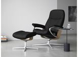 Relaxsessel STRESSLESS "Consul", schwarz (schwarz paloma), B:82cm H:102cm T:72cm, Leder PALOMA: PALOMA ist ein durchgefärbtes Semianilin-Möbelleder mit natürlicher Narbung., Sessel, Relaxsessel, mit Cross Base, Größe S, M & L, Holzakzent Eiche, in 2 Bezugsqualitäten lieferbar