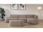 Ecksofa OTTO HOME "EIVIND Designer Sofa mit Ottomane rechts/links, B/T/H: 343/159/72 cm", grau (taupe), B:343cm H:72cm T:159cm, 100% Polyester, Sofas, Ecksofa, L-Form mit Wellenunterfederung, auch in Feincord und Bouclé