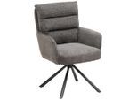 Mid.you Armlehnstuhl, Grau, Schwarz, Metall, Textil, Rundrohr, 57x95x65 cm, Sitzfläche 180° drehbar, Esszimmer, Stühle, Esszimmerstühle, Armlehnenstühle