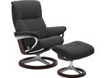 Relaxsessel STRESSLESS "Mayfair", grau (charcoal dinamica), B:92cm H:103cm T:79cm, Leder BATICK: BATICK ist ein leicht korrigiertes, durchgefärbtes und genarbtes Möbelleder, bei dem die meisten Unebenheiten und Spuren in der Regel entfernt wurden.;Leder PALOMA: PALOMA ist ein durchgefärbtes Semianilin-Möbelleder mit natürlicher Narbung.;ROHLEDER Stoff Q2 FARON: Ein fester zuverlässiger Bouclé mit