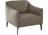 Cocktailsessel W.SCHILLIG "sally Designsessel, zeitlos und bequem, tolle Verarbeitungsdetails", braun (stone z59), B:84cm H:78cm T:84cm, Longlife Xtra-Leder Z59: Glattleder mit modischer Prägung. Hautstärke 0, 9 - 1, 1 mm., Sessel, Cocktailsessel, mit Metall-Winkelfüßen in Schwarz pulverbeschichtet