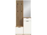 Xora Garderobe Simple, Weiß, Eiche Artisan, Glas, Holzwerkstoff, 4-teilig, 88x195x35 cm, Garderobe, Garderoben-Set & Garderoben-Serien, Garderoben-Sets