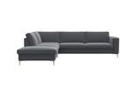 Ecksofa FLEXLUX "Fiore, super Sitzkomfort durch Kaltschaum im Sitz, L-Form", grau (soft grau), B:273cm H:85cm T:225cm, 100% Polyester, Sofas, Ecksofa, breite Armlehnen, Füße Alu
