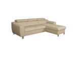 Livetastic , Beige , Textil, Leder , Echtleder , Rindleder , L-Form , 242x176 cm , Made in EU , Bettkasten erhältlich, Lederauswahl, Bettfunktion erhältlich, Rücken echt ,
