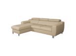 Livetastic , Beige , Textil, Leder , Echtleder , Rindleder , L-Form , 242x176 cm , Made in EU , Rücken echt, Bettfunktion erhältlich, Lederauswahl, Bettkasten erhältlich ,