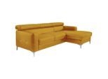 Livetastic , Gelb , Leder , Echtleder , Rindleder , Ottomane rechts, L-Form , 226x169 cm , Made in EU , seitenverkehrt erhältlich, Armteil links, Armteil rechts ,