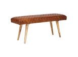 Mid.you , Braun , Leder , Echtleder , Ziegenleder , Mangoholz , massiv , 115x53x38 cm ,