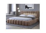 Mid.you , Braun , Holz , Kiefer,Kiefer,Kiefer , teilmassiv,teilmassiv,teilmassiv , 1-Zonen , 160x200 cm , Oeko-Tex® Standard 100 , gepolstertes Kopfteil, Stoffauswahl, in verschiedenen Größen erhältlich,Federleisten mit Duokappen ,