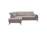 Livetastic , Taupe , Textil , Uni , Ottomane links, L-Form , 261x200 cm , Made in EU , Typenauswahl, Stoffauswahl, seitenverkehrt erhältlich, Rücken echt, USB-Anschluss, elektrischer Sitzvorzug, USB-C-Anschluss ,